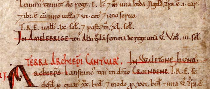 Amelebrige's entry in the Domesday Book of 1086