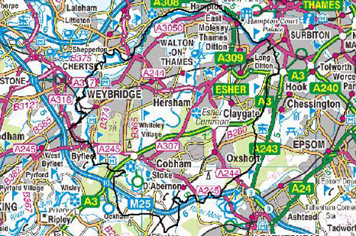 Modern Map of Elmbridge